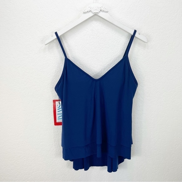 Magicsuit Blue Layered Tankini Swim Top Size 10 NWT - Picture 1 of 8